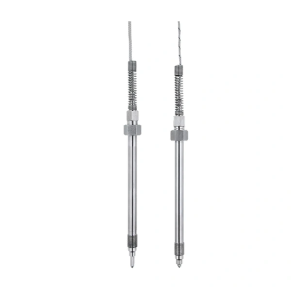 Screw-in melt thermocouples with sharp or flat probe tips